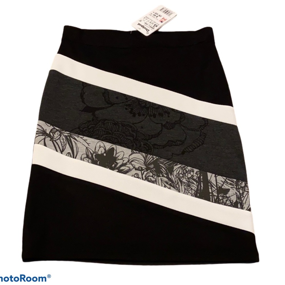 NWT Desigual Fal Mariona Black & White Skirt XS